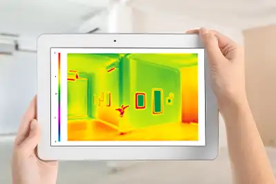 Thermographie ITI Belgique : caméra thermique déperdition murs intérieur diagnostic Wallonie Bruxelles