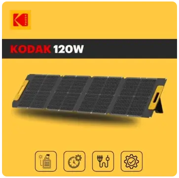 Détail panneau solaire portable Kodak® 120 W — connecteurs et finitions